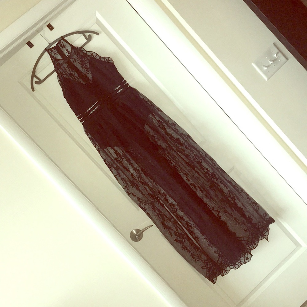 Sleeveless black lace maxi dress. Worn only once.
